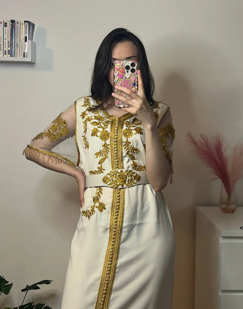 Caftan Ivoire et Or Amrah