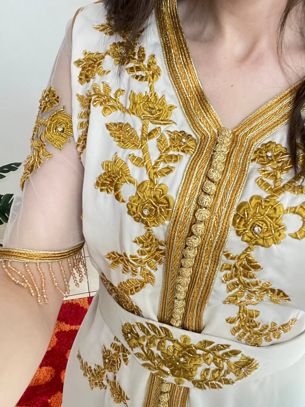 Caftan Ivoire et Or Amrah
