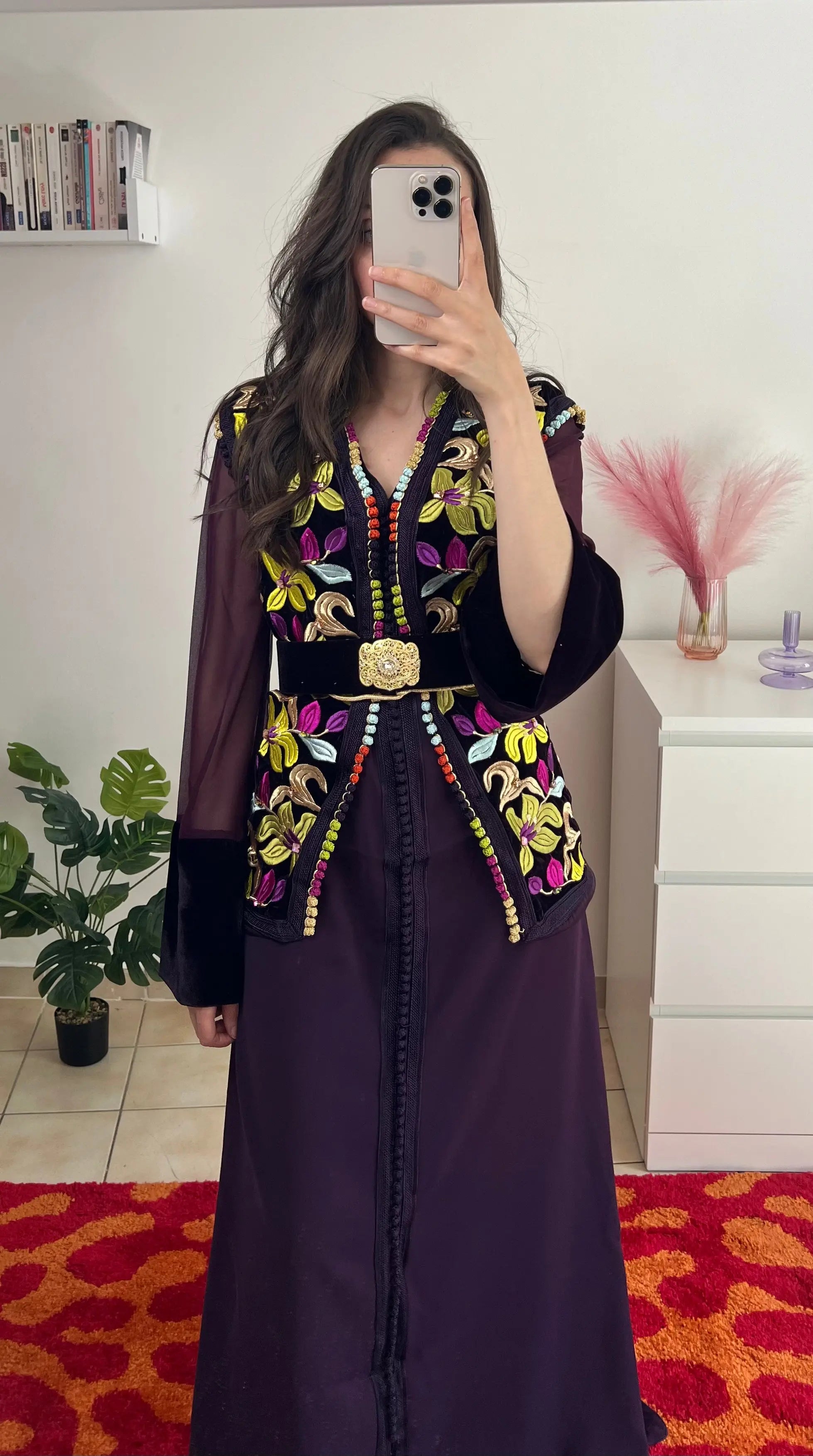 Caftan Prune Fleur d'Orient Amrah