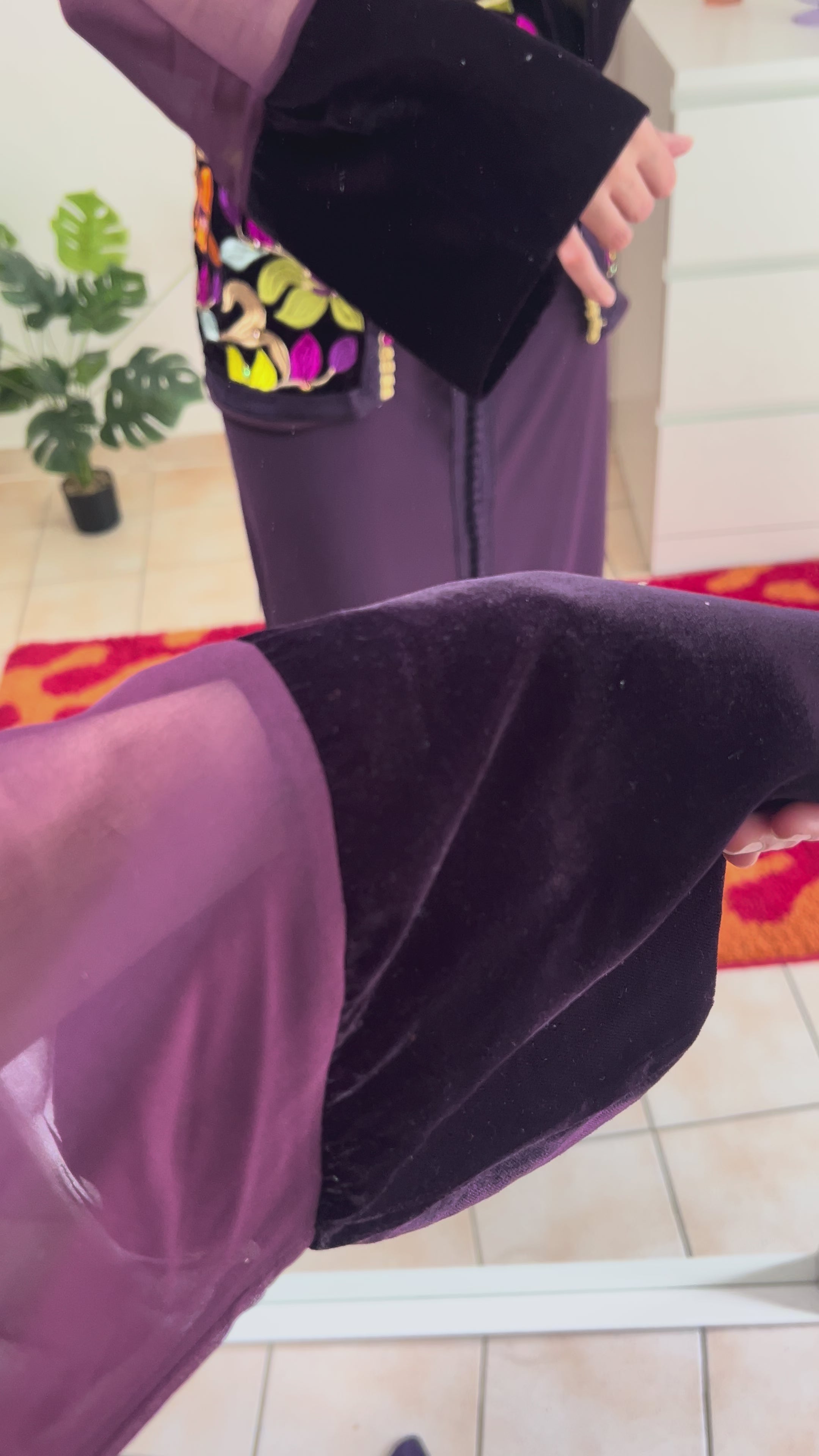 Caftan Prune Fleur d'Orient